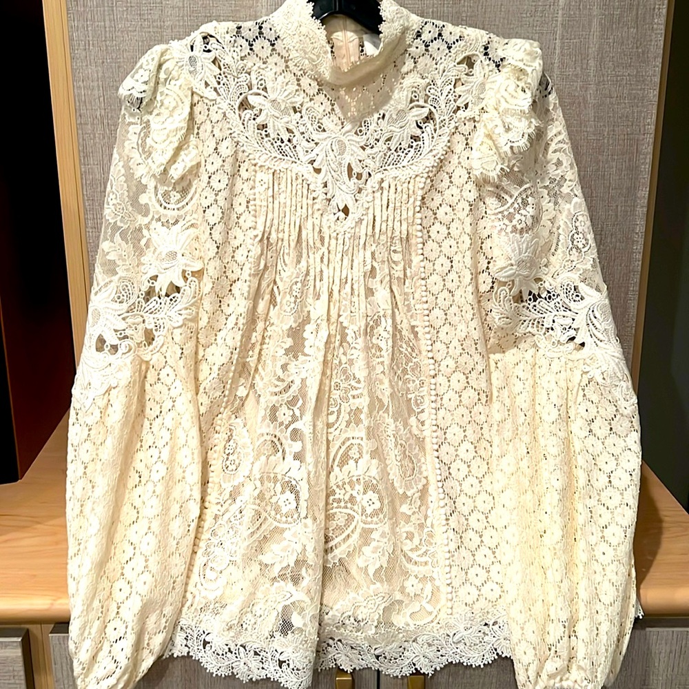 Authentic Zimmermann lace blouse shirt size 0 fits US 0-4. Excellent condition
